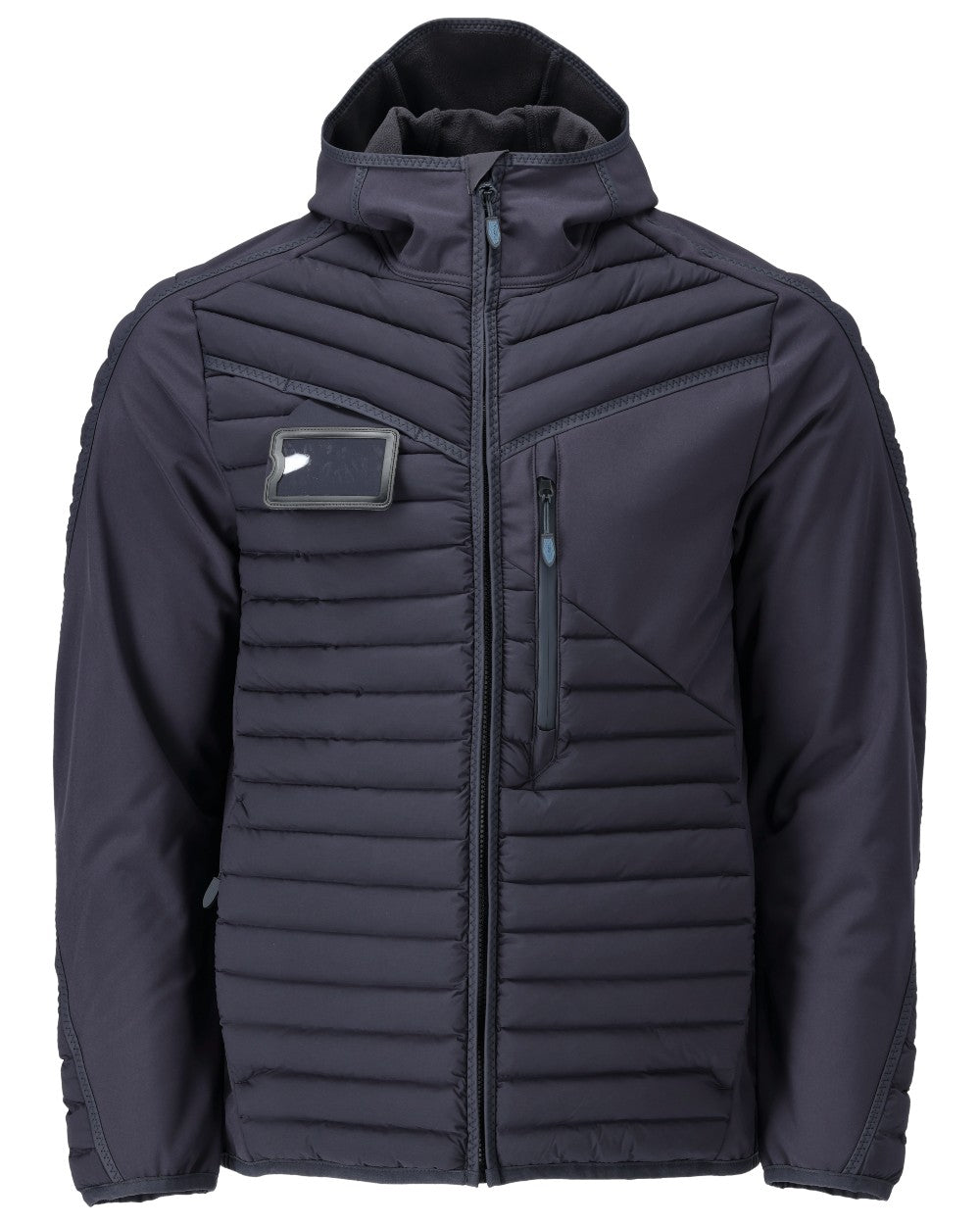 Dark Navy Coloured Mascot Workwear Mens Customized Lightweight Jacket With Hood on white background 