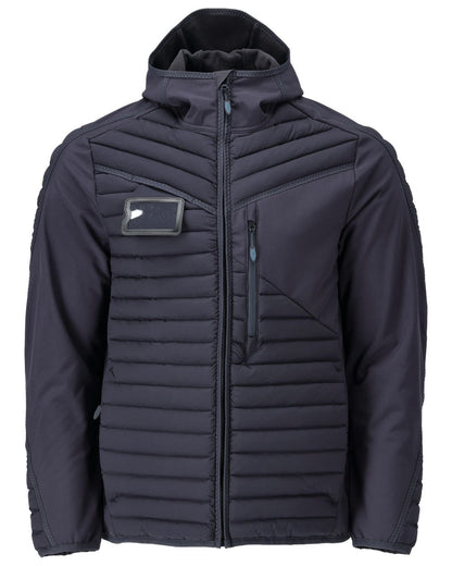Dark Navy Coloured Mascot Workwear Mens Customized Lightweight Jacket With Hood on white background 