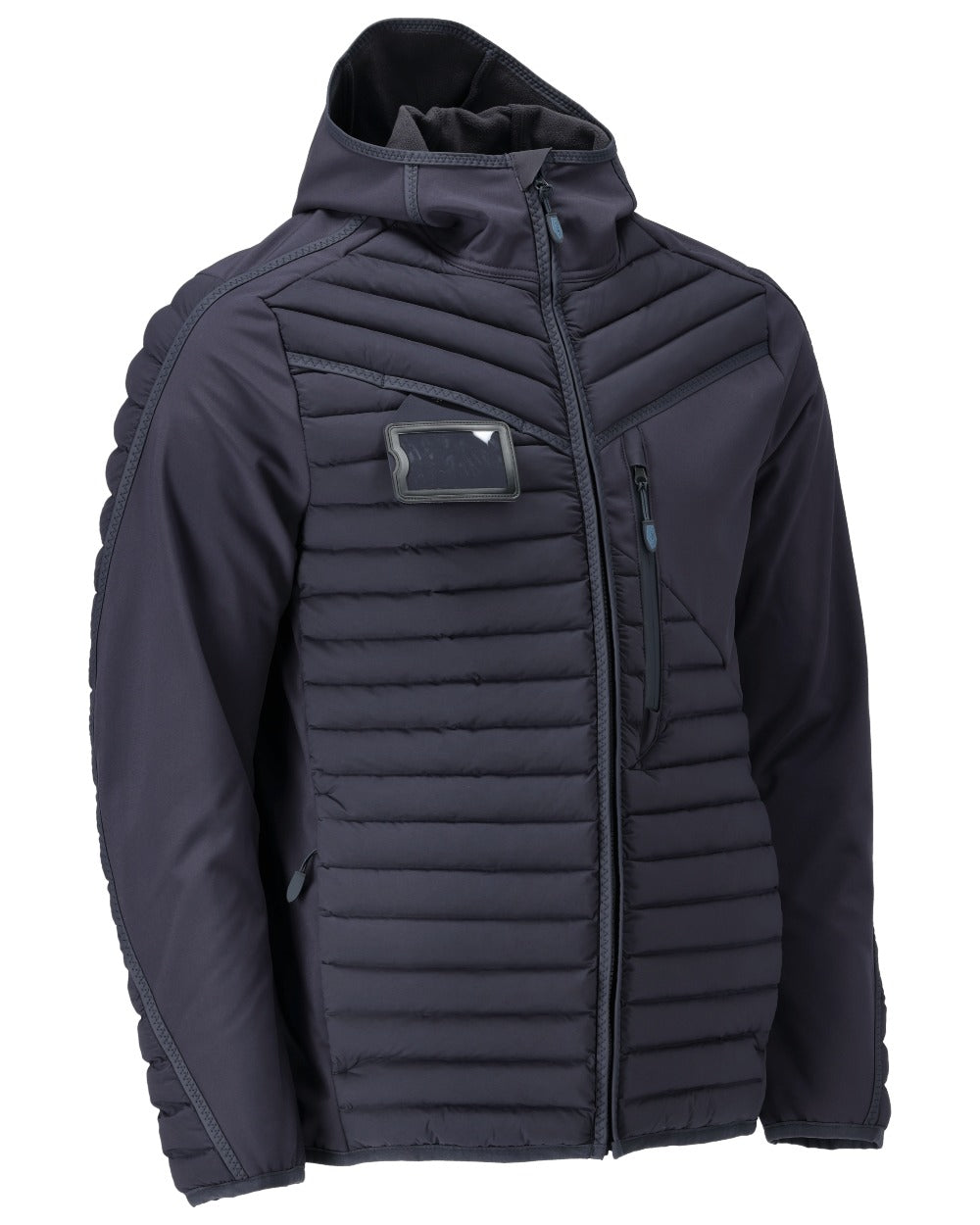 Dark Navy Coloured Mascot Workwear Mens Customized Lightweight Jacket With Hood on white background 