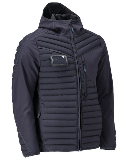 Dark Navy Coloured Mascot Workwear Mens Customized Lightweight Jacket With Hood on white background 