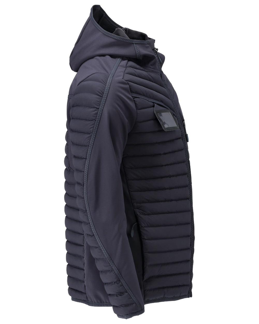Dark Navy Coloured Mascot Workwear Mens Customized Lightweight Jacket With Hood on white background 