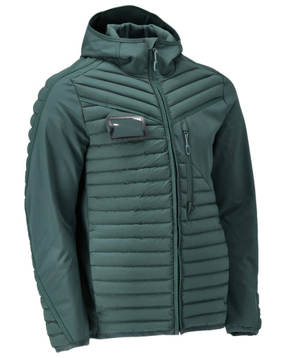 Forest Green Coloured Mascot Workwear Mens Customized Lightweight Jacket With Hood on white background 