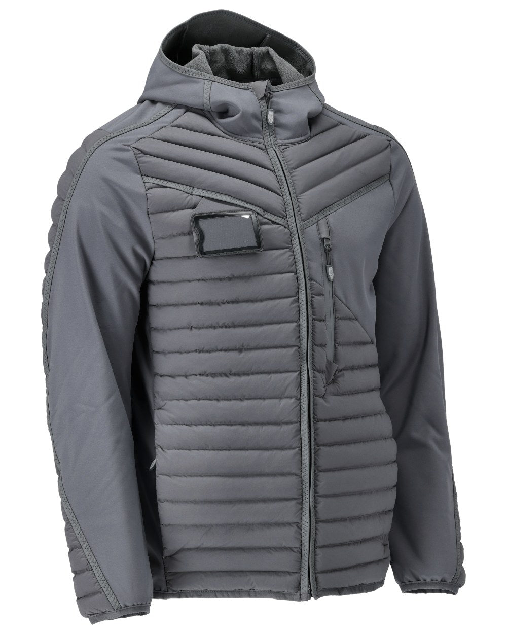 Stone Grey Coloured Mascot Workwear Mens Customized Lightweight Jacket With Hood on white background 