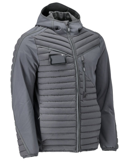 Stone Grey Coloured Mascot Workwear Mens Customized Lightweight Jacket With Hood on white background 