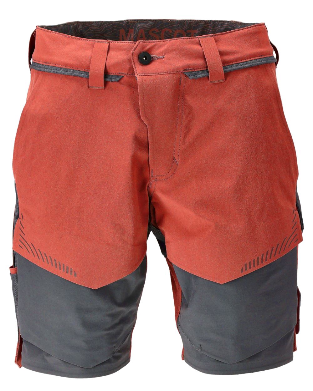 Autumn Red Stone Grey Coloured Mascot Workwear Mens Customized Lightweight Shorts on white background 