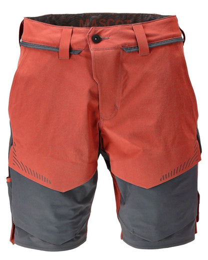 Autumn Red Stone Grey Coloured Mascot Workwear Mens Customized Lightweight Shorts on white background 