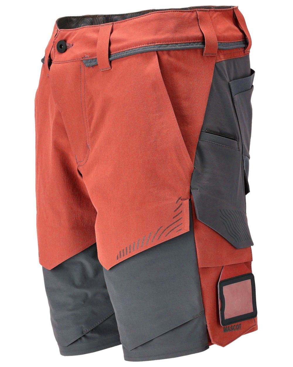 Autumn Red Stone Grey Coloured Mascot Workwear Mens Customized Lightweight Shorts on white background 