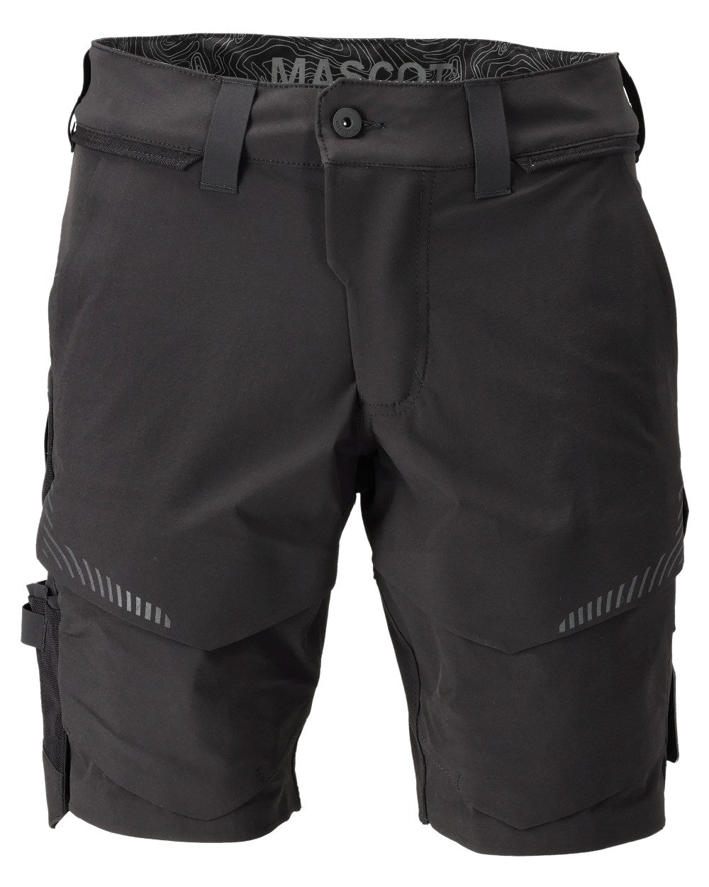 Black Coloured Mascot Workwear Mens Customized Lightweight Shorts on white background 