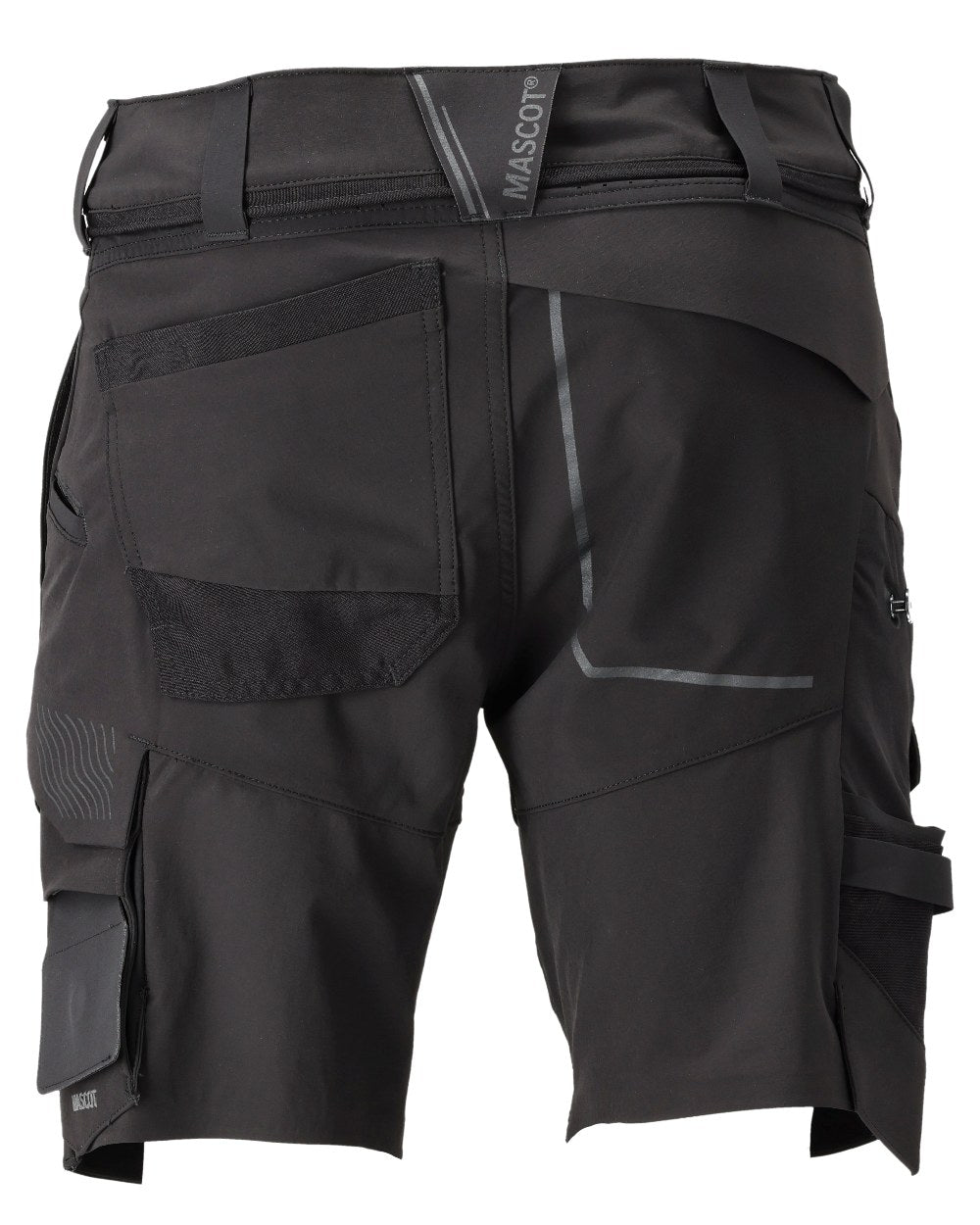 Black Coloured Mascot Workwear Mens Customized Lightweight Shorts on white background 