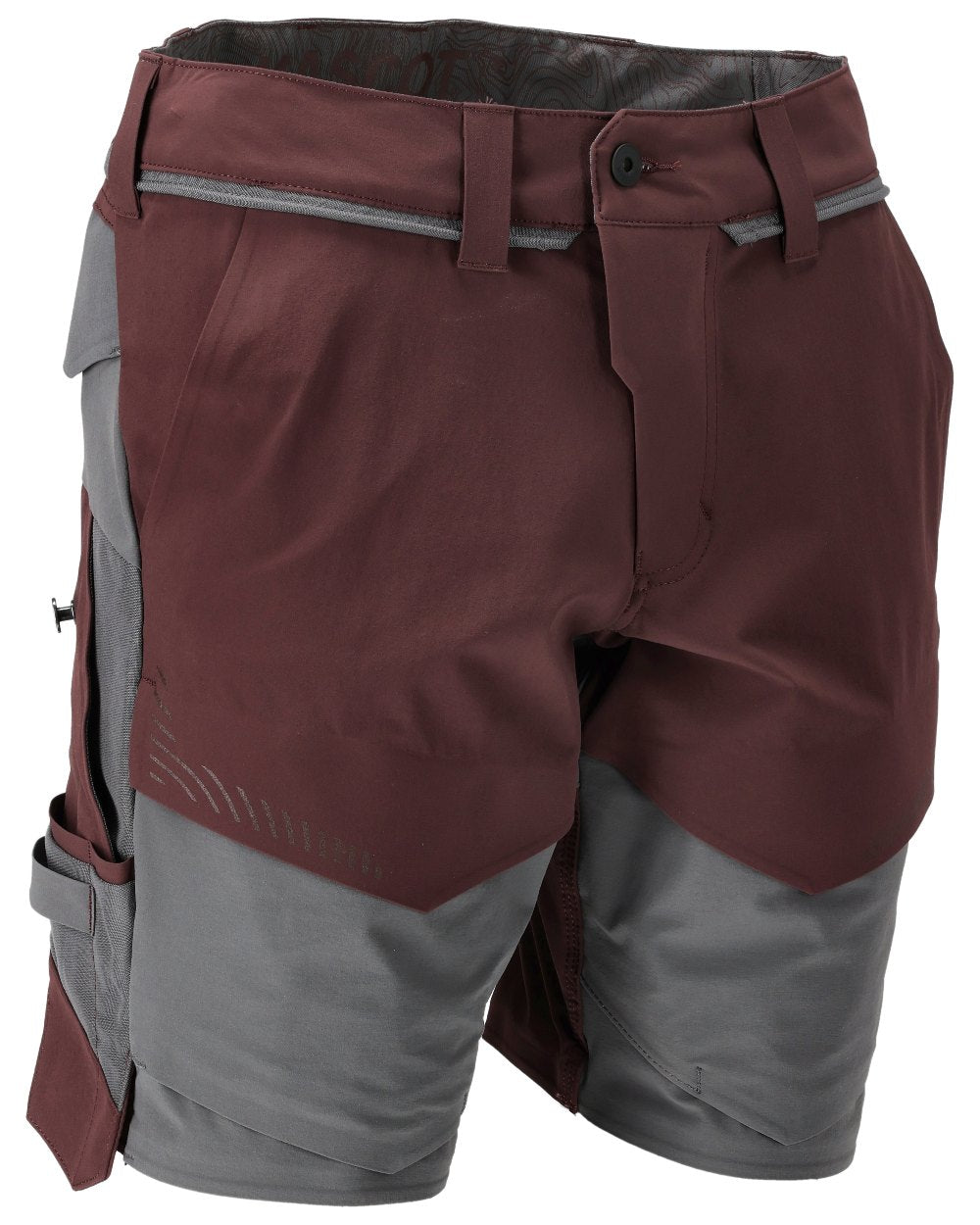 Bordeaux Stone Grey Coloured Mascot Workwear Mens Customized Lightweight Shorts on white background 