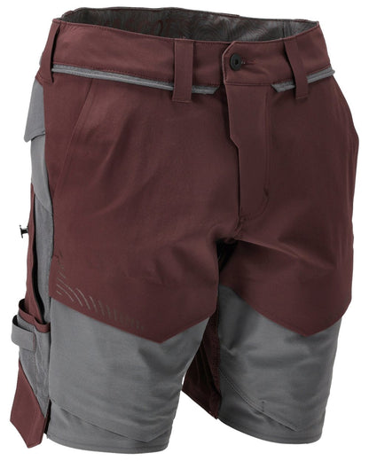 Bordeaux Stone Grey Coloured Mascot Workwear Mens Customized Lightweight Shorts on white background 