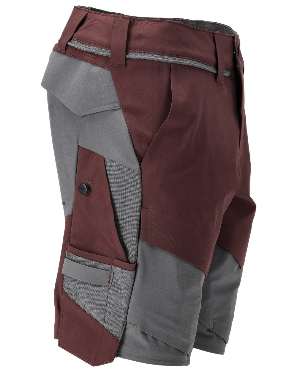 Bordeaux Stone Grey Coloured Mascot Workwear Mens Customized Lightweight Shorts on white background 