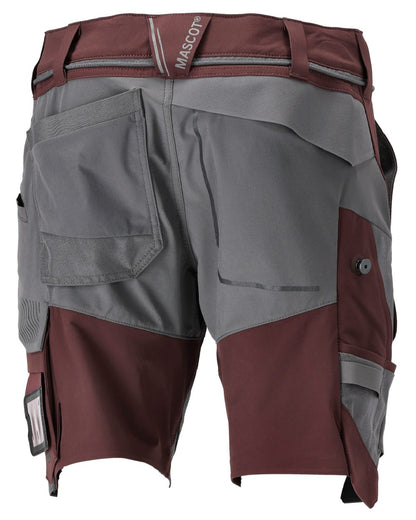 Bordeaux Stone Grey Coloured Mascot Workwear Mens Customized Lightweight Shorts on white background 