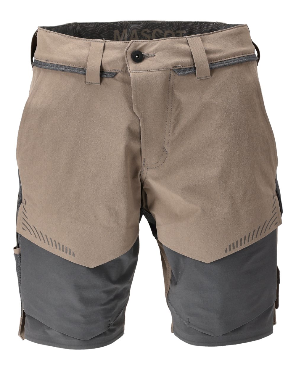 Dark Sand Stone Grey Coloured Mascot Workwear Mens Customized Lightweight Shorts on white background 