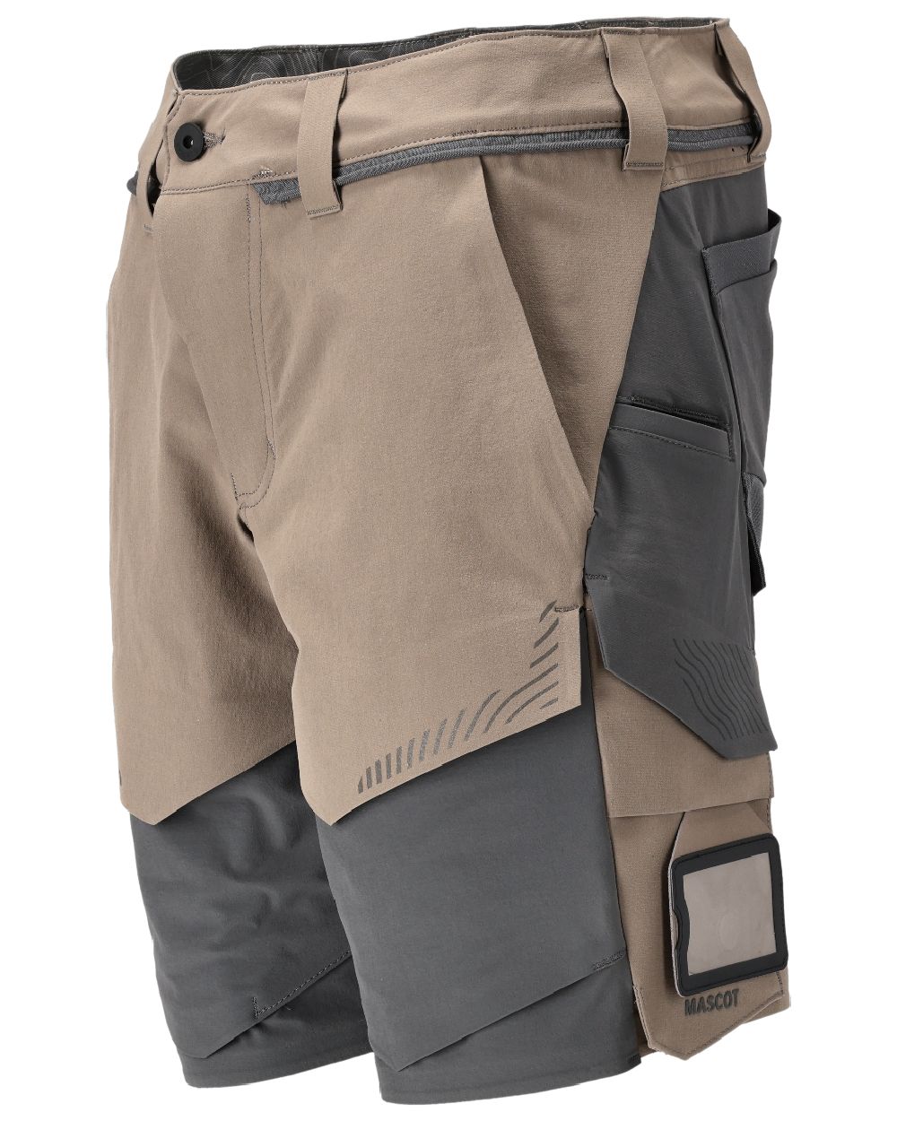 Dark Sand Stone Grey Coloured Mascot Workwear Mens Customized Lightweight Shorts on white background 