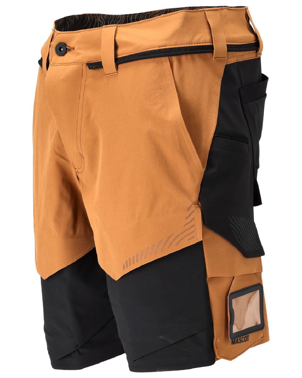Nut Brown Black Coloured Mascot Workwear Mens Customized Lightweight Shorts on white background 