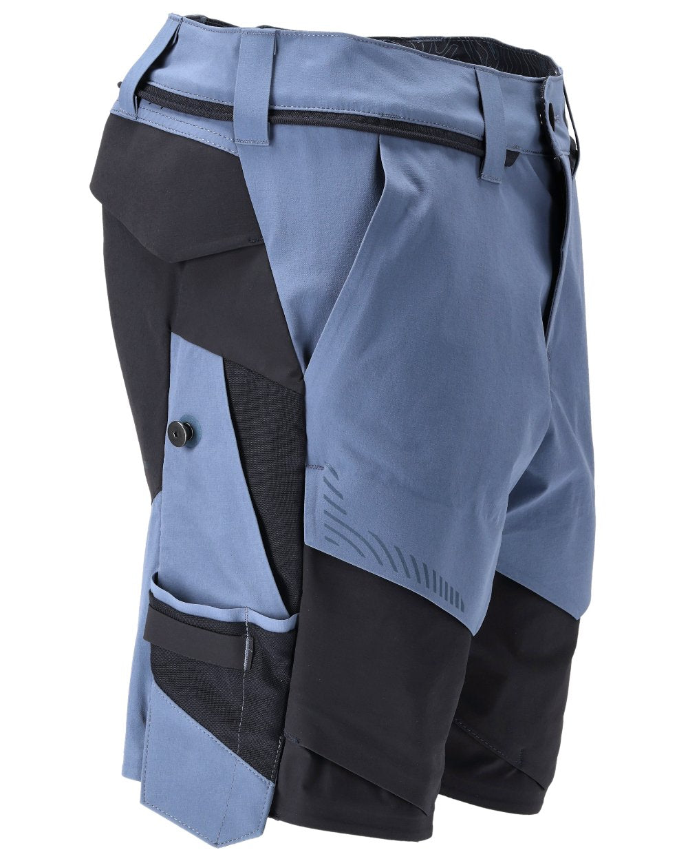 Stone Blue Dark Navy Coloured Mascot Workwear Mens Customized Lightweight Shorts on white background 