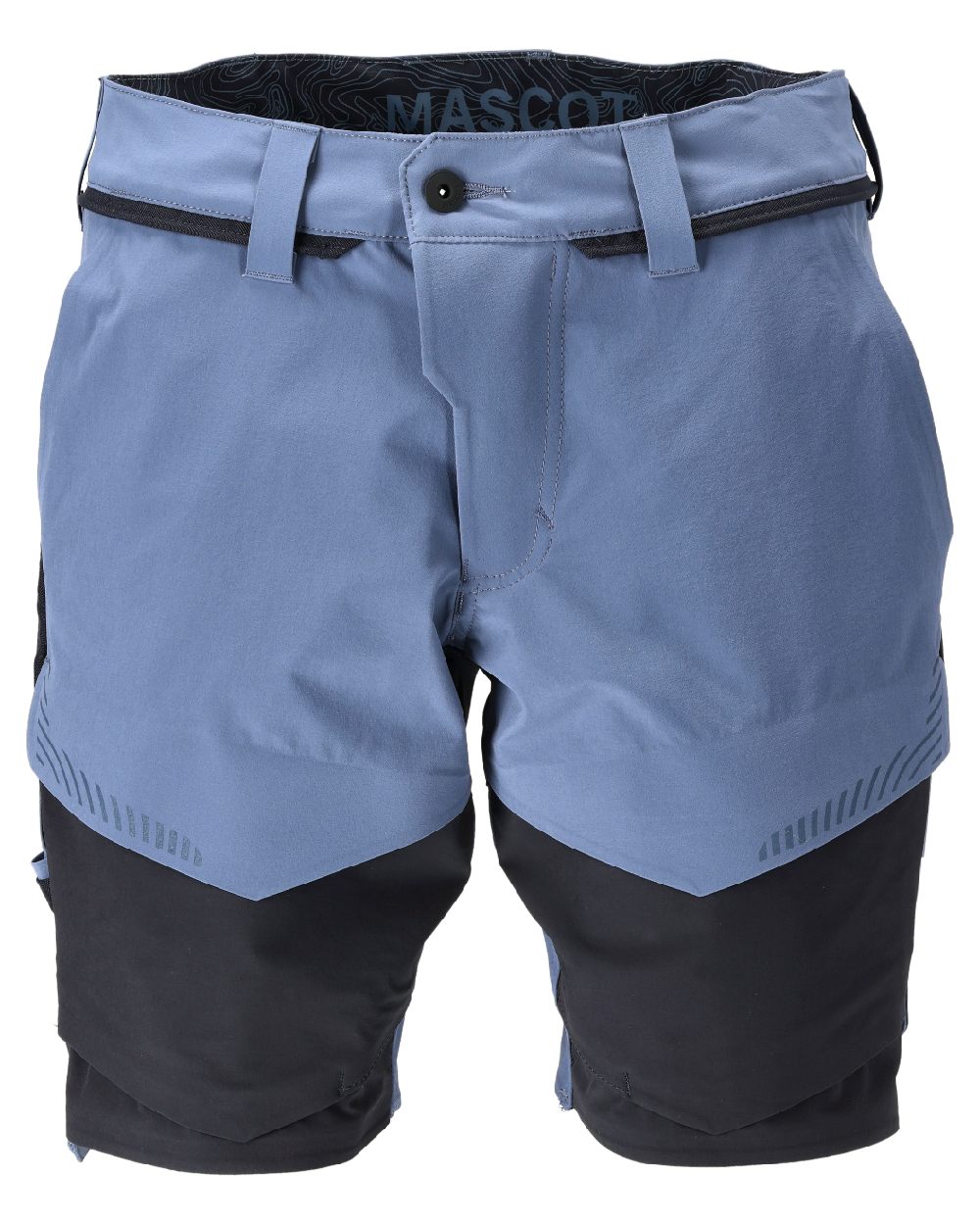 Stone Blue Dark Navy Coloured Mascot Workwear Mens Customized Lightweight Shorts on white background 