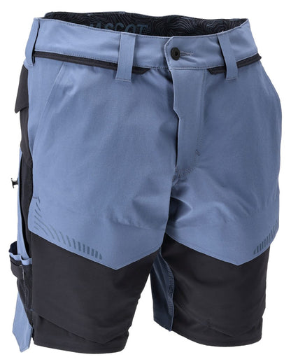 Stone Blue Dark Navy Coloured Mascot Workwear Mens Customized Lightweight Shorts on white background 