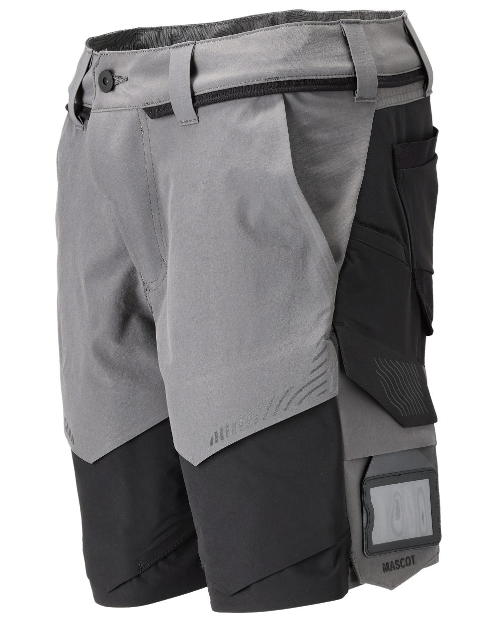Stone Grey Black Coloured Mascot Workwear Mens Customized Lightweight Shorts on white background 