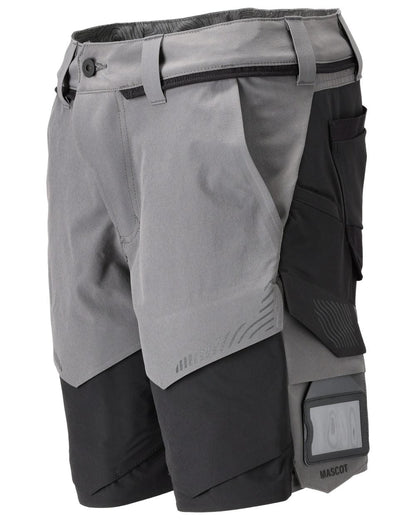 Stone Grey Black Coloured Mascot Workwear Mens Customized Lightweight Shorts on white background 