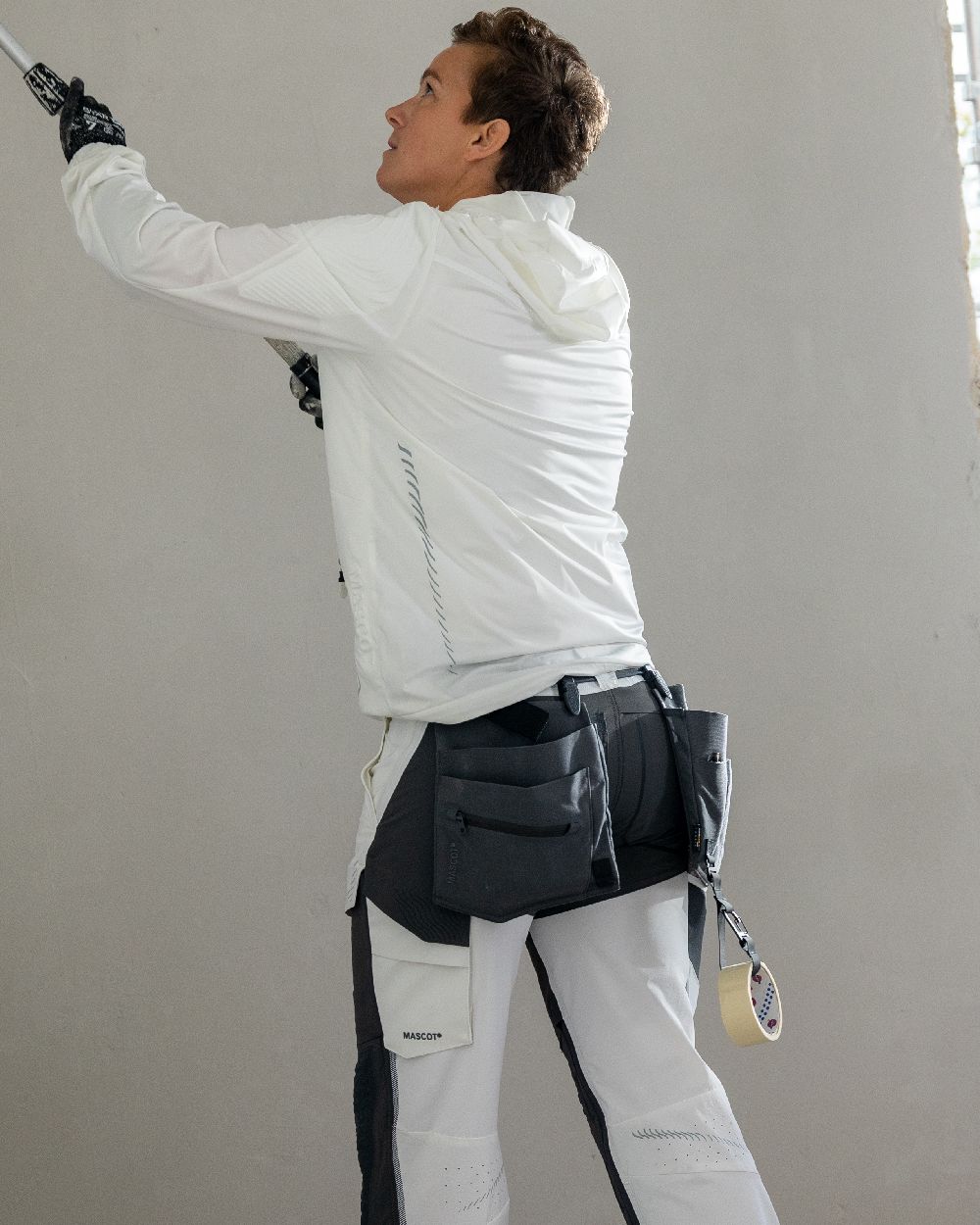White Stone Grey Coloured Mascot Workwear Mens Customized Lightweight Trousers With Kneepad Pockets on outdoor background 