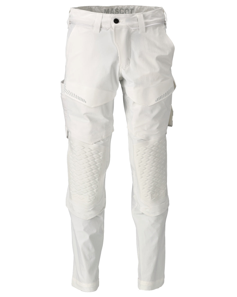 White Coloured Mascot Workwear Mens Customized Lightweight Trousers With Kneepad Pockets on white background 