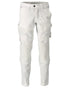 White Coloured Mascot Workwear Mens Customized Lightweight Trousers With Kneepad Pockets on white background 