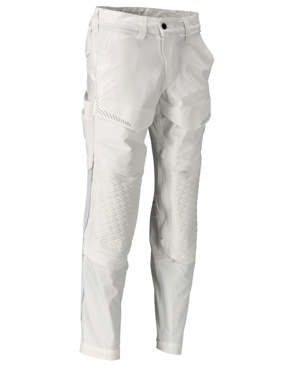 White Coloured Mascot Workwear Mens Customized Lightweight Trousers With Kneepad Pockets on white background 