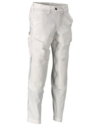 White Coloured Mascot Workwear Mens Customized Lightweight Trousers With Kneepad Pockets on white background 