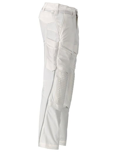 White Coloured Mascot Workwear Mens Customized Lightweight Trousers With Kneepad Pockets on white background 