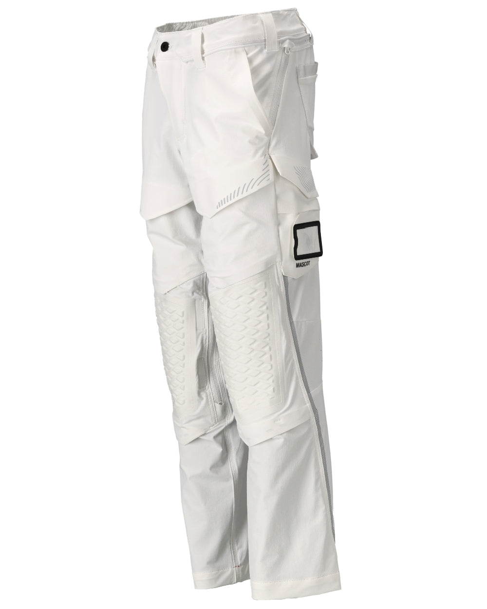 White Coloured Mascot Workwear Mens Customized Lightweight Trousers With Kneepad Pockets on white background 