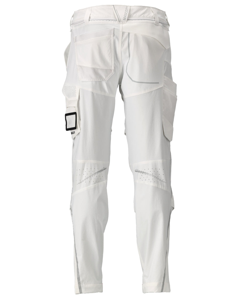 White Coloured Mascot Workwear Mens Customized Lightweight Trousers With Kneepad Pockets on white background 