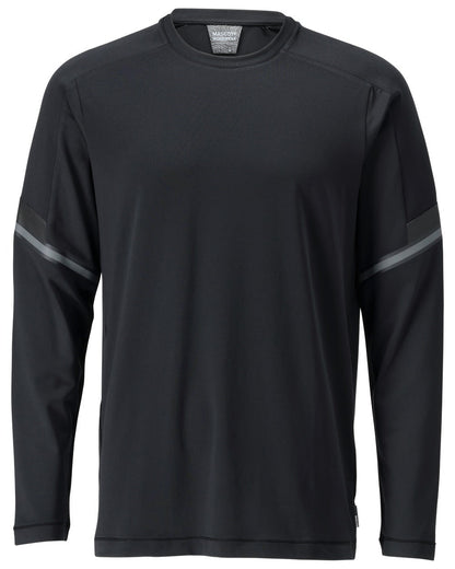 Black Coloured Mascot Workwear Mens Customized Long Sleeve T-Shirt on white background 