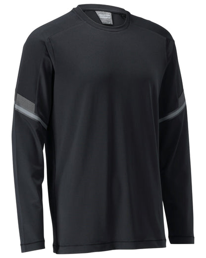 Black Coloured Mascot Workwear Mens Customized Long Sleeve T-Shirt on white background 