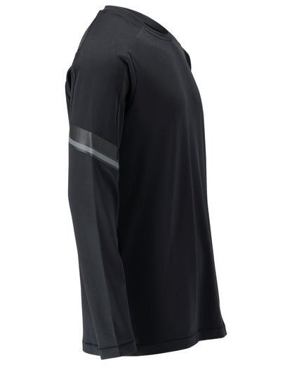 Black Coloured Mascot Workwear Mens Customized Long Sleeve T-Shirt on white background 