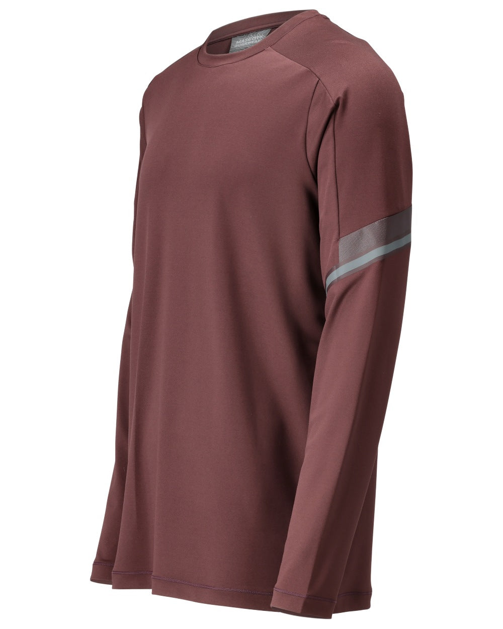 Bordeaux Coloured Mascot Workwear Mens Customized Long Sleeve T-Shirt on white background 