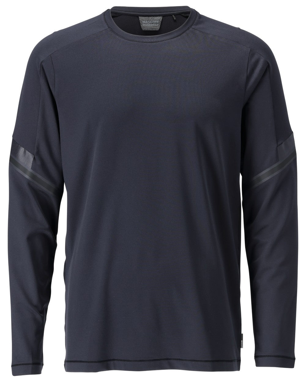 Dark Navy Coloured Mascot Workwear Mens Customized Long Sleeve T-Shirt on white background 