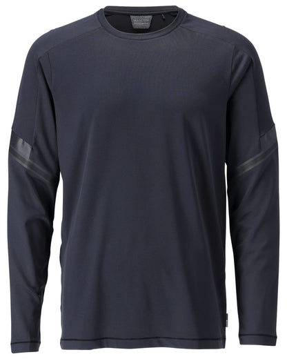 Dark Navy Coloured Mascot Workwear Mens Customized Long Sleeve T-Shirt on white background 