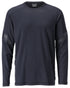 Dark Navy Coloured Mascot Workwear Mens Customized Long Sleeve T-Shirt on white background 