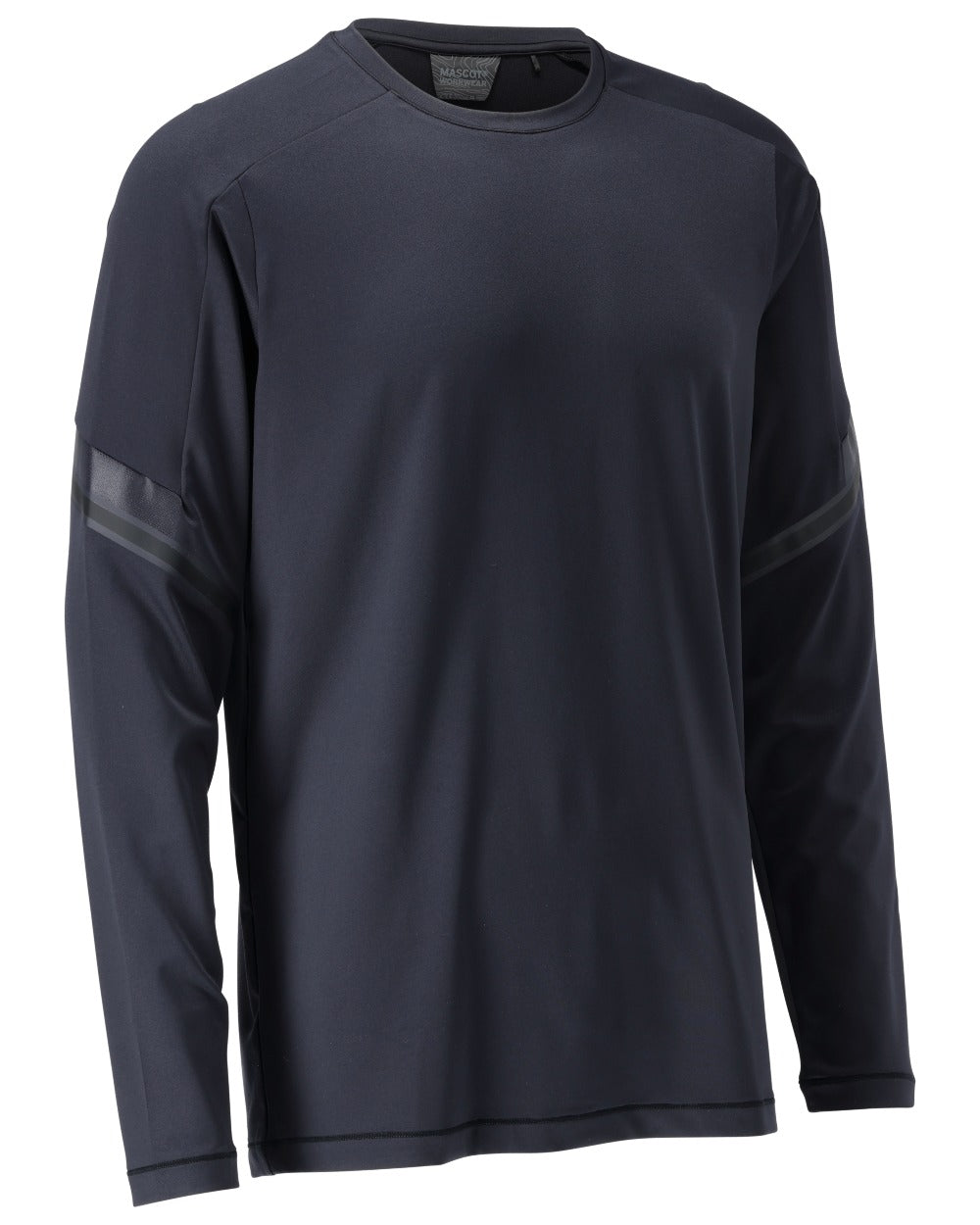 Dark Navy Coloured Mascot Workwear Mens Customized Long Sleeve T-Shirt on white background 