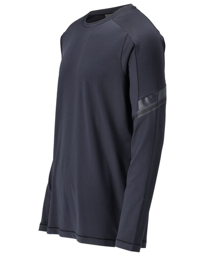 Dark Navy Coloured Mascot Workwear Mens Customized Long Sleeve T-Shirt on white background 