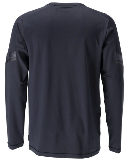 Dark Navy Coloured Mascot Workwear Mens Customized Long Sleeve T-Shirt on white background 