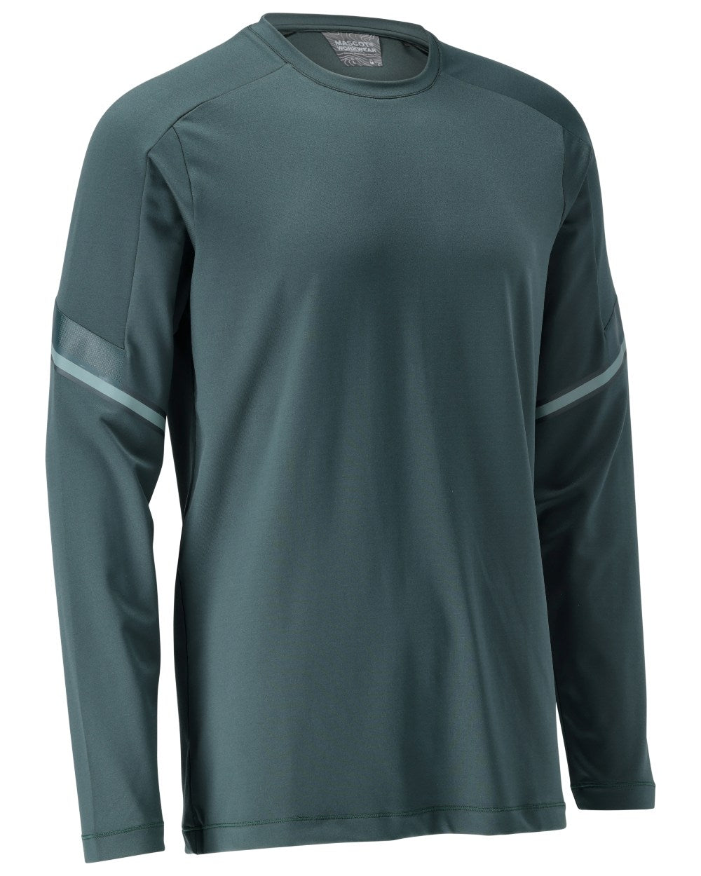Forest Green Coloured Mascot Workwear Mens Customized Long Sleeve T-Shirt on white background 