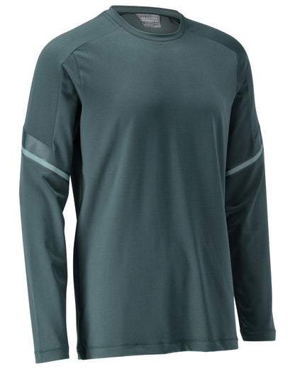 Forest Green Coloured Mascot Workwear Mens Customized Long Sleeve T-Shirt on white background 