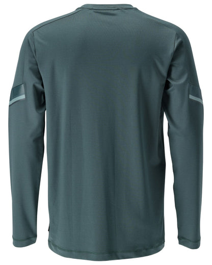 Forest Green Coloured Mascot Workwear Mens Customized Long Sleeve T-Shirt on white background 
