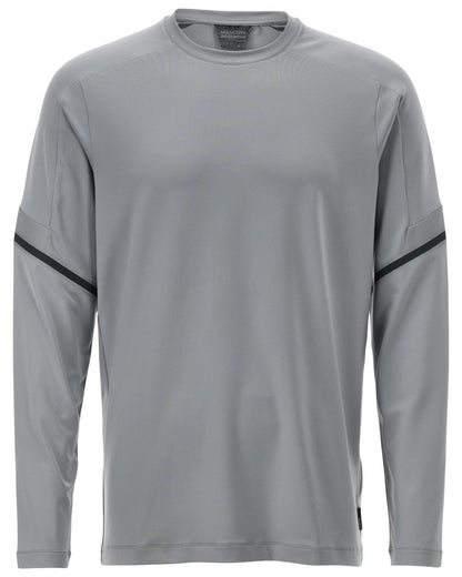 Silver Grey Coloured Mascot Workwear Mens Customized Long Sleeve T-Shirt on white background 