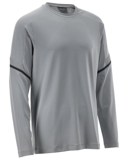 Silver Grey Coloured Mascot Workwear Mens Customized Long Sleeve T-Shirt on white background 