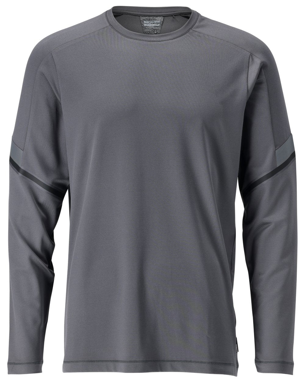 Stone Grey Coloured Mascot Workwear Mens Customized Long Sleeve T-Shirt on white background 