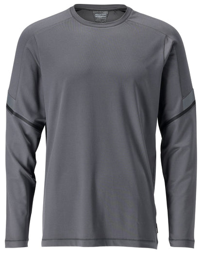 Stone Grey Coloured Mascot Workwear Mens Customized Long Sleeve T-Shirt on white background 